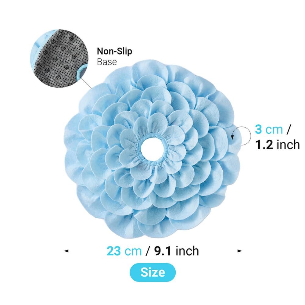 PetDreamHouse SPIN Blossom Soft Fabric Snuffle Mat for Dogs - Interactive Foraging & Slow Feeding Accessory, Mental Enrichment & Digestive Health, Durable Washable Felt, Safe Non-Slip, Pack of 2, Blue