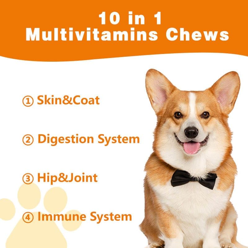 Mana Ohana 10-in-1 Multivitamin Chews for Dogs – Complete Daily Supplement for Skin, Coat, Digestion, Joints, Immunity & Overall Health – 130 Soft Chews, 7 oz – All Breeds
