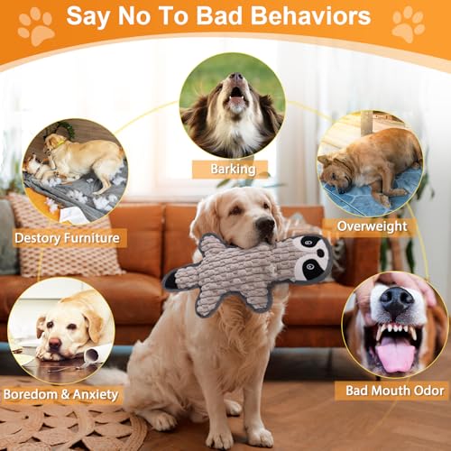 5 Pack No Stuffing Squeaky Dog Toys for Aggressive Chewers - Interactive Durable Plush Chew Toy with Crinkle Paper, Safe Pet Toy for Small to Large Breed, Ideal for Puppy Gifts & Tug of War Toys