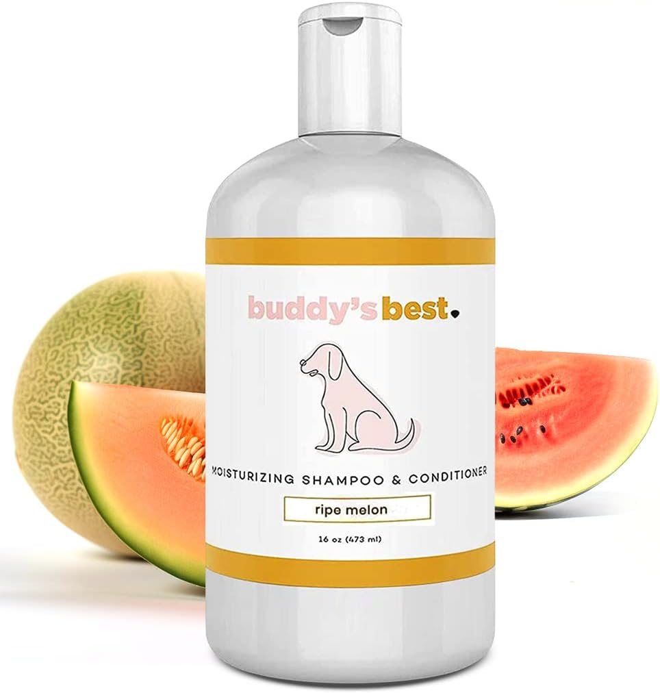 Buddy's Best Dog Shampoo for Smelly Dogs - Dog Shampoo and Conditioner for Dry and Sensitive Skin - Moisturizing Puppy Wash Shampoo, Ripe Melon Scent, 16oz