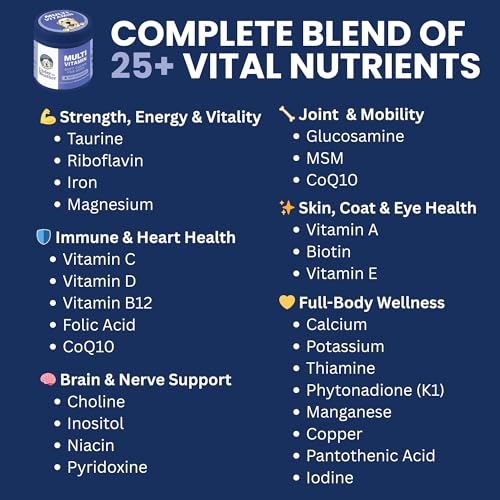 Under the Weather Multivitamin for Dogs | Vet Formulated Daily Canine Health Supplies for Immunity, Skin, Coat & Joint Support | All-in-One Multivitamin for Dogs of All Breeds & Sizes | 60 Count