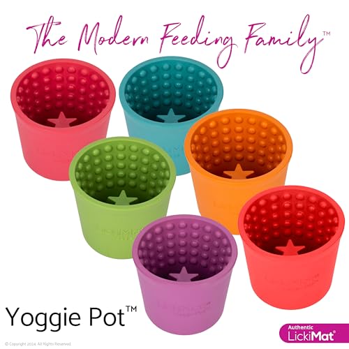 LICKIMAT Yoggie Pot - Distraction, Fun and Enrichment. Long Lasting Rubber Licking Treat Dispenser for All Dog Sizes and Slow Feeder for Small Dogs - Orange