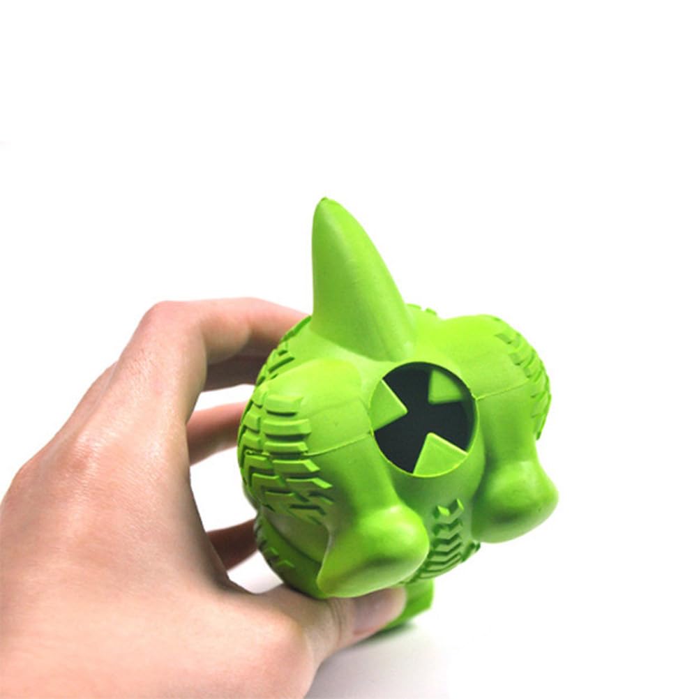 TEHAUX Rubber Pet Teething Toy, Dog Chew Toy for Teeth Cleaning Care - Interactive Treat Dispenser for Puppies Small Dogs - & Teething Relief Green 3X3X4.7 Inches