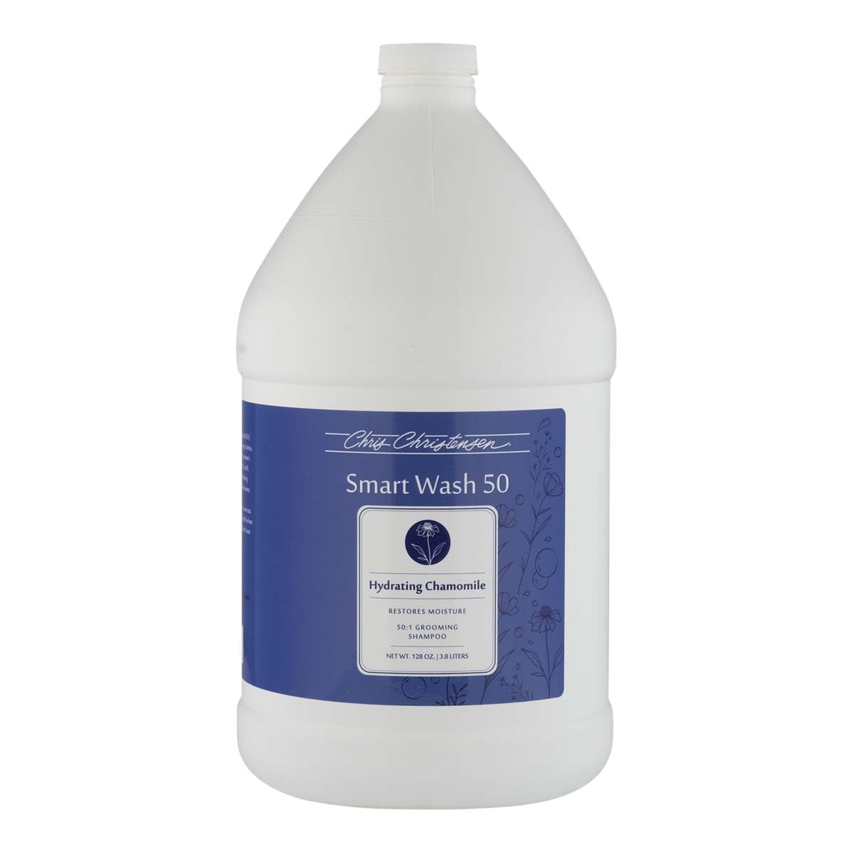 Chris Christensen SmartWash50 Hydrating Chamomile Ultra Concentrated Dog Shampoo, Makes up to 50 Bottles Groom Like Professional, Delightfully Fragranced Suitable for All Coats Made in The USA, 1 Gal