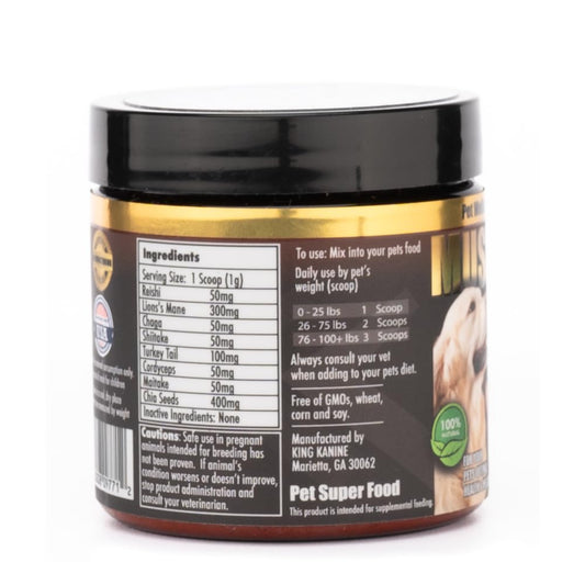 King Kanine Mushroom Plus, Protein & Joints 2 oz | Organic Powder to Improve Optimal Health & Pets Wellness | Supplement for Dogs & Cats Care Made with Fiber & Vitamins | Veterinarian Approved