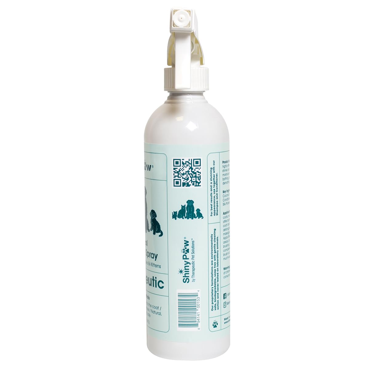 Pet Detangler Spray for Dogs & Cats 16 oz by Shiny Paw | Mint Essentials Detangler Spray | Hypoallergenic Dogs Detangler | Shines & Restores Coat | Made in The USA