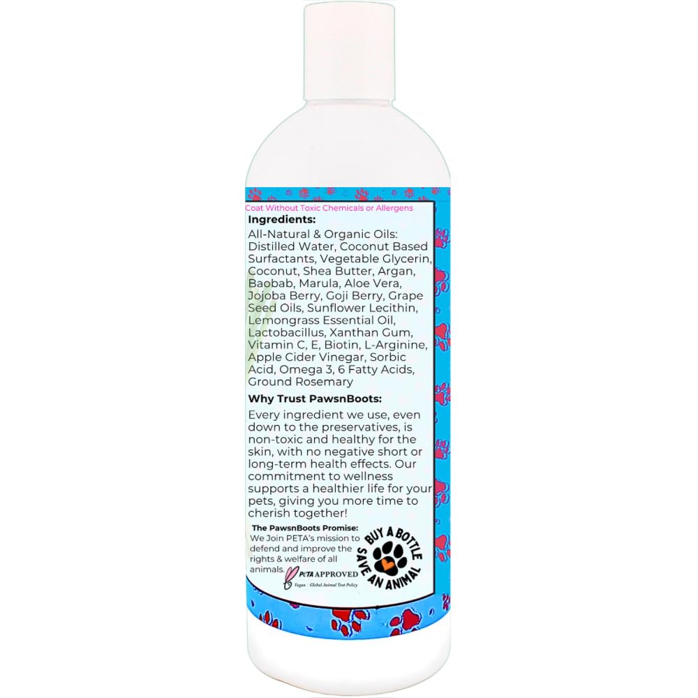 Deshedding Conditioner Omega Fatty Acids 3 6 9. Real Argan Oils All-Natural, Organic, & Non-Toxic to Pets Condition, Hydrate, & Nourish the Coat. Hypoallergenic, Tearless, Control Odor Made in USA Lemongrass