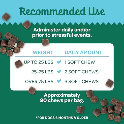Wholesome Pride Calming Supplement for Dogs - 90 Soft Chews - Natural Anxiety Relief, Separation & Noise Stress Support with Herbal Ingredients, No Melatonin, Non-Drowsy
