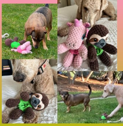 EcoFurball Eco Dog Toy - Plush Rubber Ball Squeaker Toy (Brown Sloth)