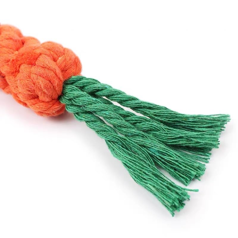 Dog Rope Toys,Medium and Small Pet Chew Toys,Pets Teething Rope Toys,Dog Toy Aggressive Chew Small Breed,Super Durable and Indestructible.(Carrot + Drop Ball, Count, 2)