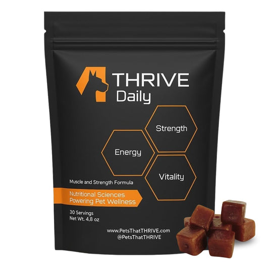 Thrive Daily - Amino Acids Supplement for Dogs - Supports Muscle Health, Energy, Healthy Joints, Skin & Coat - Suitable for Dogs All Ages & Sizes - 30 Soft Chews, 4.8oz