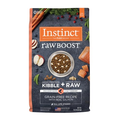 Instinct Raw Boost, Natural Dry Dog Food with Freeze Dried Pieces, High Protein, Grain Free Recipe - Real Salmon, 19 lb. Bag