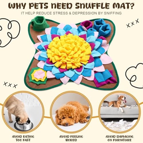 Ankilo Snuffle Mat for Dogs, 32 x 20 inch for Medium & Large, Portable & Compact Dog Puzzle Toy for Stress Relief, Reduces Fast Eating, with Anti-Slip Botton
