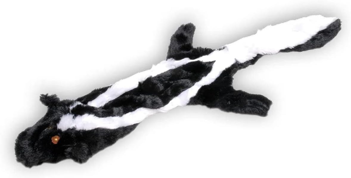 Dog Toy with Squeakers, Set of Unstuffed Rabbit and Skunk, Flat Stuffing Free Soft Chew Toy for Small Medium and Large Dogs, Fetch, Training, Interactive Play, 21 Inch