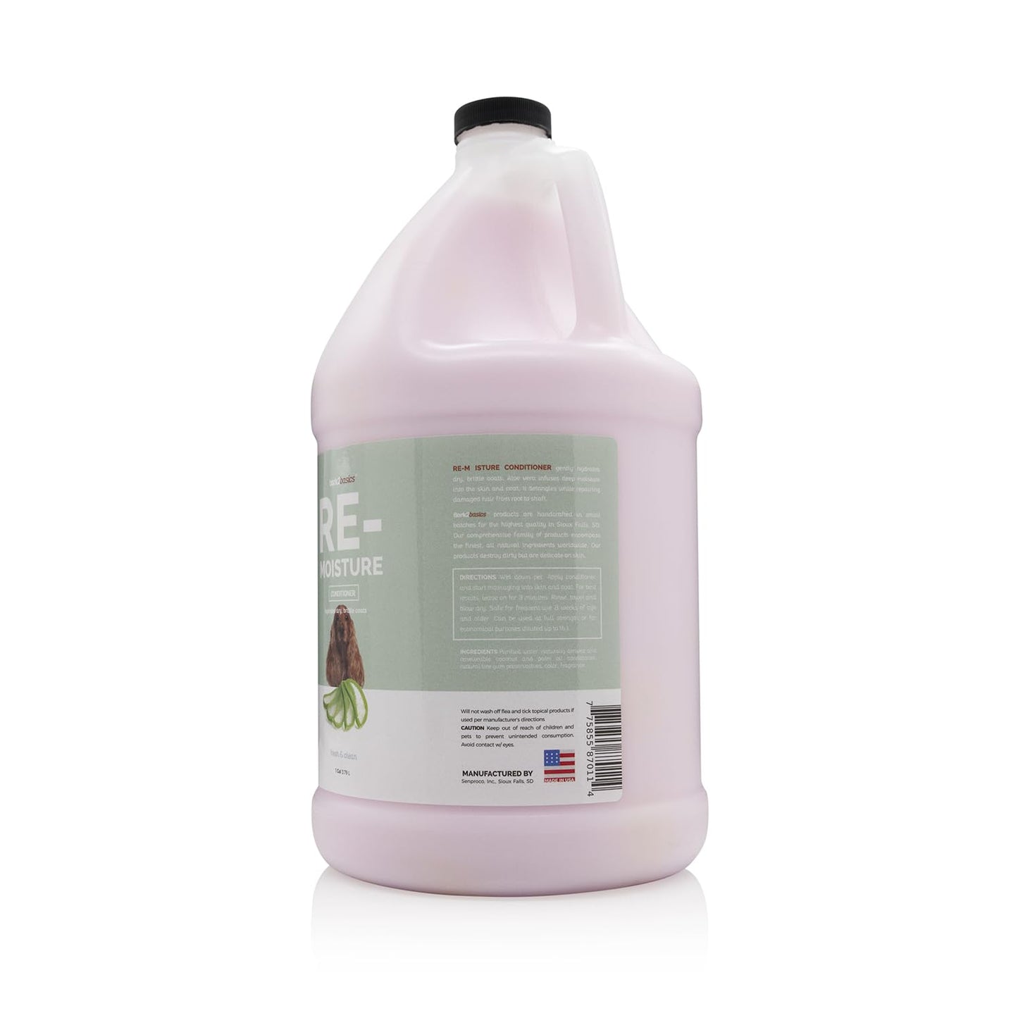 Bark 2 Basics Re-Moisture Dog Conditioner, 1 Gallon | Aloe Vera Infused, Adds Moisture, Hydrates Dry Itchy Skin, Sensitive Skin or Allergies, Professional, Aids in DeShedding