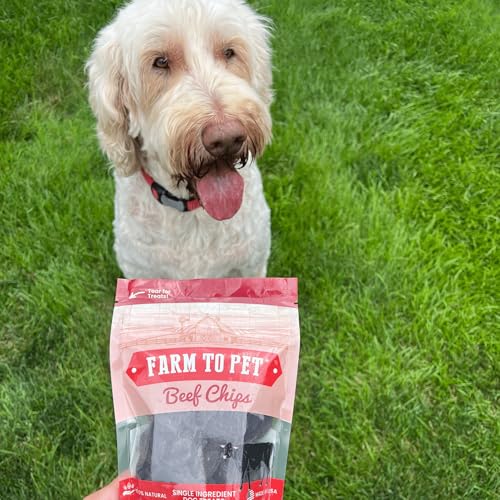 Farm To Pet - Dog Training Treats - 4 oz Beef Chips, Single Ingredient, Lean, All Natural, Healthy Treats for Small, Medium, Large Dog Breeds, & Puppies, Made in USA