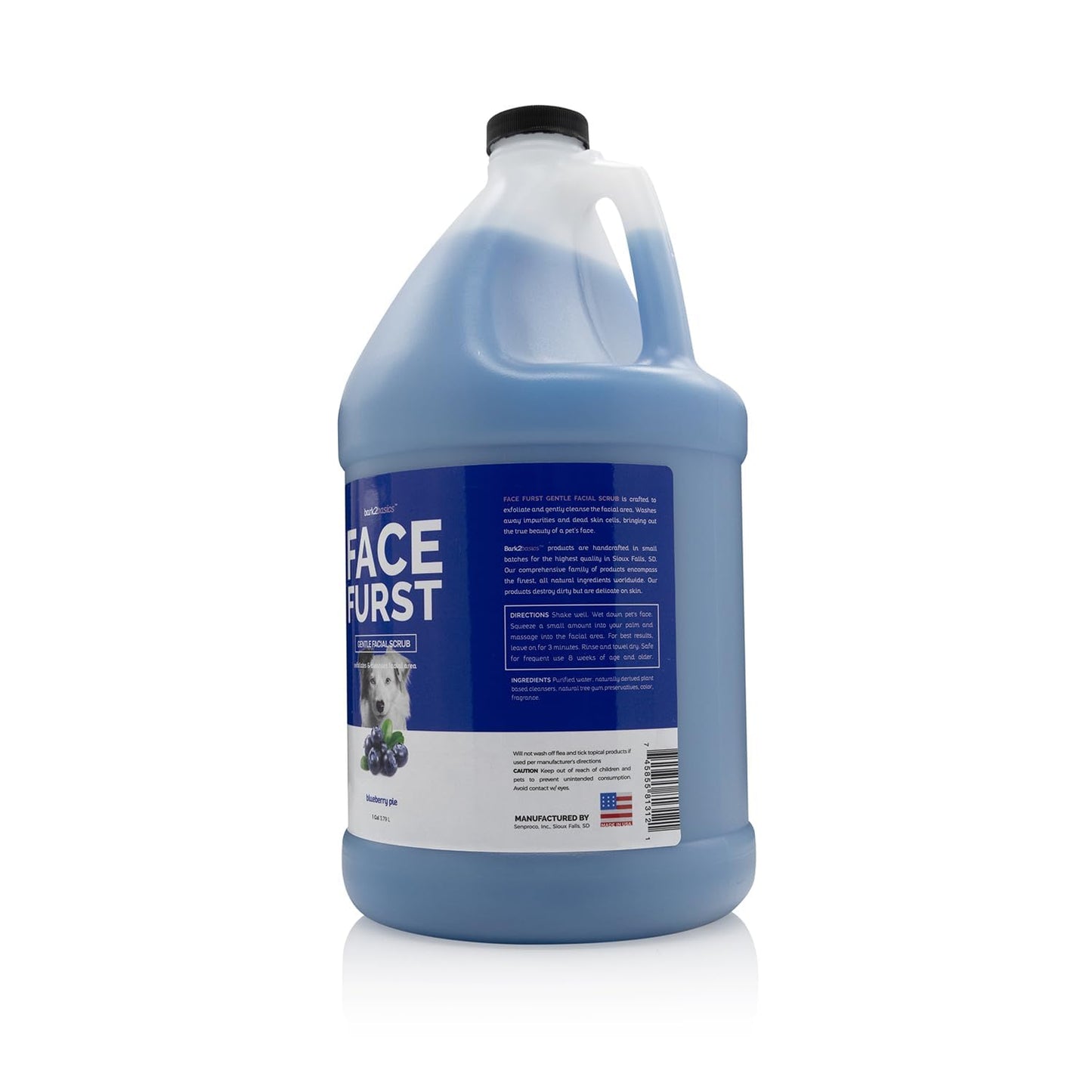 Bark2Basics Face Furst Scrub Dog Shampoo | 1 Gallon, Exfoliates and Gently Cleans Facial Area, Helps Remove Tear Stains, Washes Away Impurities and Dead Skin Cells, Soap and Cruelty Free