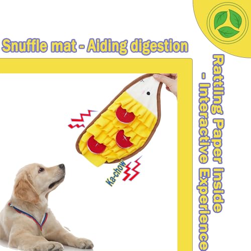 WhaleGate Snuffle Mat for Dogs & Cats - Polartec Sniffing Mat with Crinkle Paper | Stress Relief & Foraging Toy | Durable, Interactive Feeding Mat (Yellow Hedgehog)