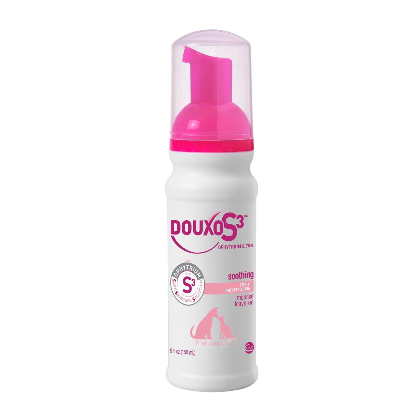 Douxo S3 Calm Mousse, Contains 0.75% Ophytrium, Soothing, For Itchy, Irritated or Allergic Skin, For Dogs and Cats, 5.1 fl. oz. (150mL)