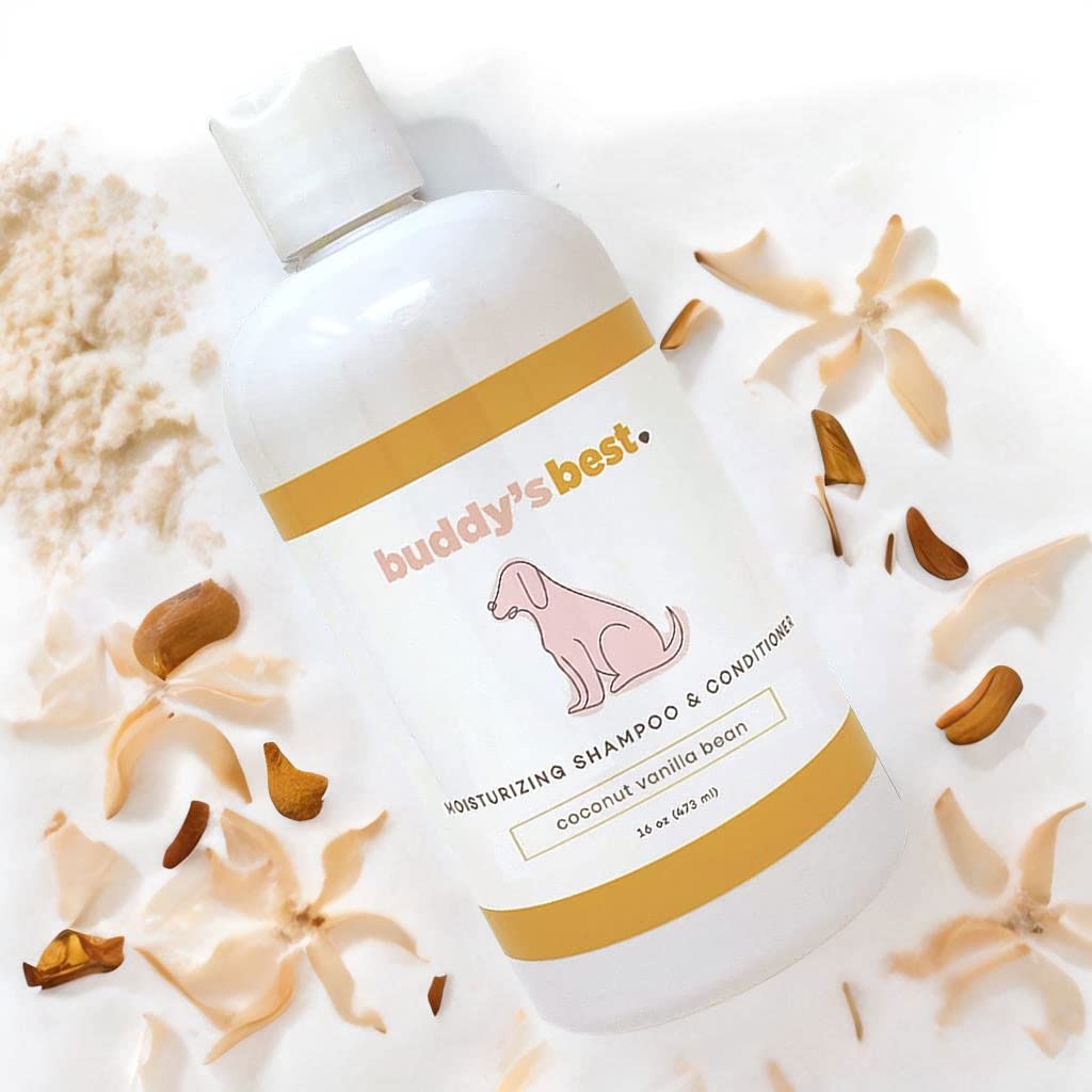 Buddy's Best Dog Shampoo for Smelly Dogs - Dog Shampoo and Conditioner for Dry and Sensitive Skin - Moisturizing Puppy Wash Shampoo, Coconut Vanilla Bean Scent, 16oz