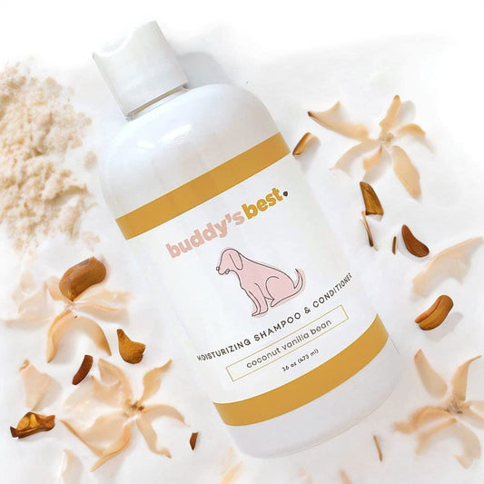 Buddy's Best Dog Shampoo for Smelly Dogs - Dog Shampoo and Conditioner for Dry and Sensitive Skin - Moisturizing Puppy Wash Shampoo, Coconut Vanilla Bean Scent, 16oz