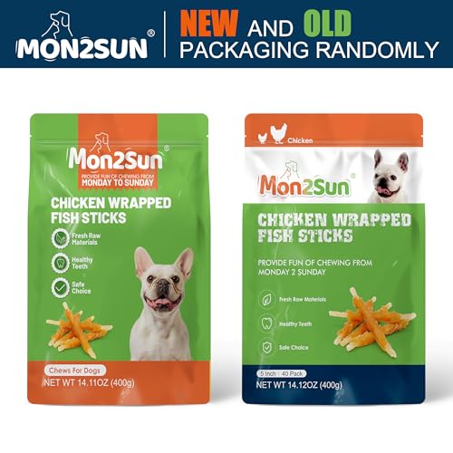 MON2SUN Rawhide Free Dog Treats Chicken Wrapped Cod Sticks for Small Dogs Healthy Training Treats Soft Snacks (14.11 Ounce -Pack of 1)