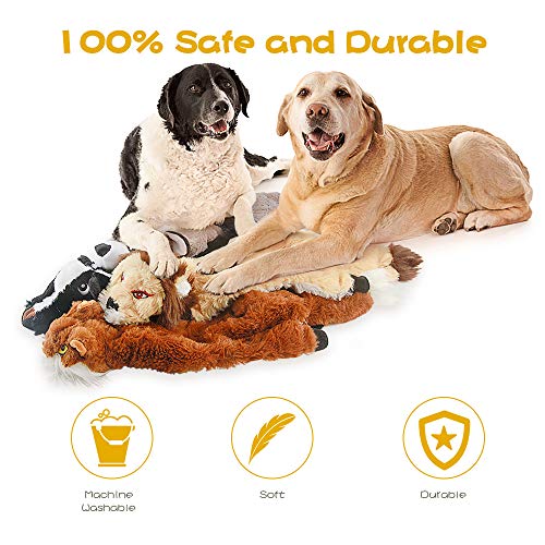 Dog Squeak Toys, No Stuffing Plush Dogs Chew Toy Bundle for Small Medium Large Breed Chewer Tough Durable Squeaky Pet Fetch Puppy Teething Chewing Interactive to Keep Them Busy Best Birthday Gift