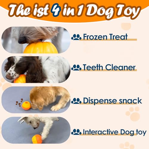 TRHEAVNIC Indestructible Dog Toy for Aggressive Chewers - Interactive Treat Puzzle Dispenser for Mental Stimulation - Freezable Chew-Proof Teething Toy for Small Medium Large Sizes