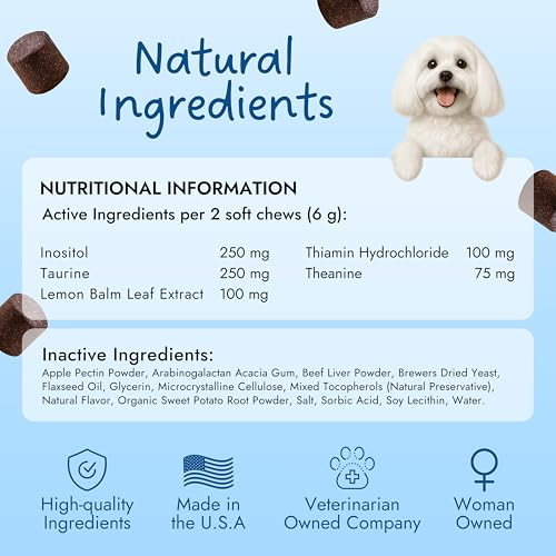 Pet Vet Calming Chews for Dogs – Dog Anxiety Relief (Beef Liver Flavor 60 Chews) – Stress Relief, Dog Supplements for Hyperactive & Anxious Dogs – Dog Anxiety Chews for Relaxation, Dog Care Products