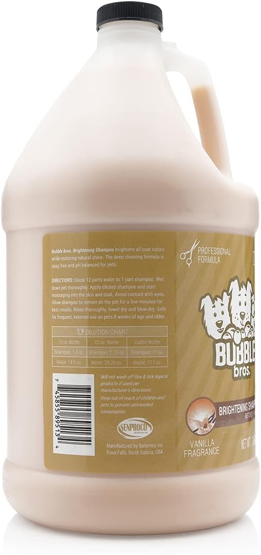 Bubble Bros. Brightening Dog Shampoo, Gallon - Naturally Derived Ingredients, Eliminates Smelly Pet Odors, Brightens All Coat Colors, Restores Shine and Moisture, Soap and Cruelty Free