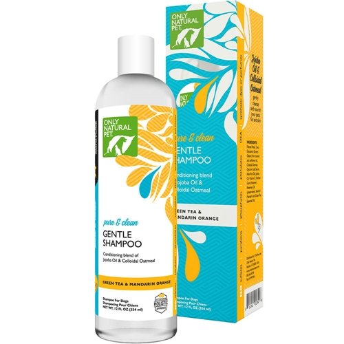 Only Natural Pet Pure and Clean Gentle Grooming Shampoo for Dogs with Jojoba Oil and Colloidal Oatmeal - Green Tea and Mandarin Orange Scent - 12 Fl Oz - Gentle Shampoo