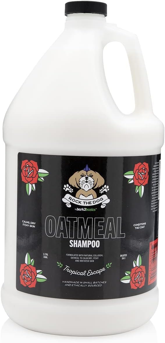 Bark2Basics Rock The Dog Oatmeal Dog Shampoo, 1 Gallon - Natural Colloidal Oatmeal, Natural, Calms Dry Itchy Irritated Skin, Moisturizes and Soothes The Skin and Coat, Professional Grade