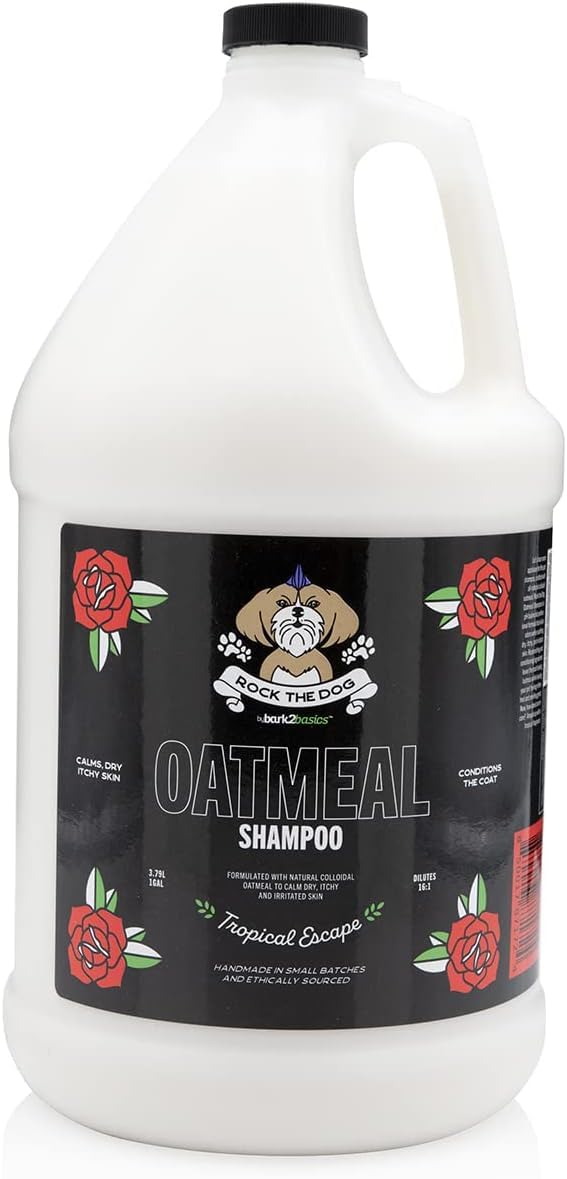 Bark2Basics Rock The Dog Oatmeal Dog Shampoo, 1 Gallon - Natural Colloidal Oatmeal, Natural, Calms Dry Itchy Irritated Skin, Moisturizes and Soothes The Skin and Coat, Professional Grade