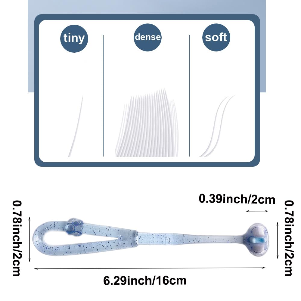 KnocKconK Three Sided Dog Toothbrush Kit, 2 Size Dog Toothbrush for Adult Puppy with Small Soft Head, Pet Teeth Deep Clean Dense Brush, Small Tooth Cleaning (Blue+Pink, 3 Side Soft)