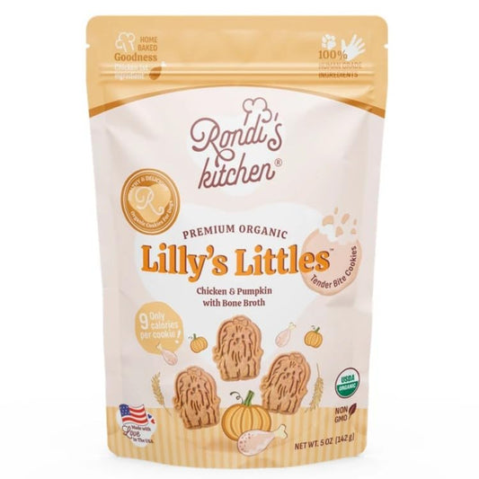 Rondi's Kitchen Lilly's Littles All-Natural & Organic Healthy Soft Dog Treats, Healthy Snacks for Small Dogs, Puppies, and Seniors, Tender Bite Cookies, Human Grade - Chicken & Pumpkin