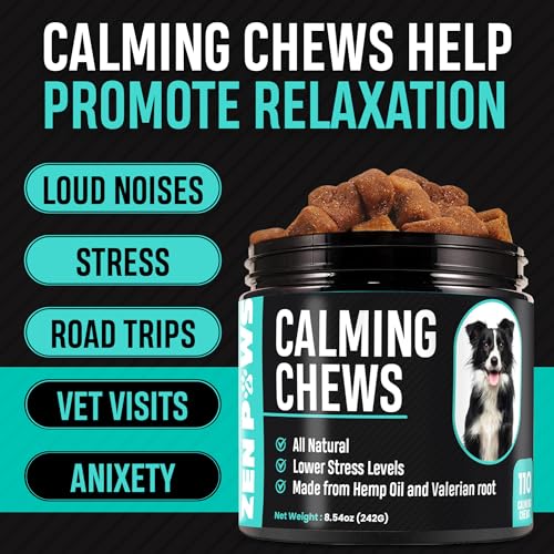 Zenpaws Hemp Calming Chews for Dogs - Supplement Treats for Anxiety Relief, Stress, Storms, Barking, Separation - Sleep Aid - All Breeds & Sizes