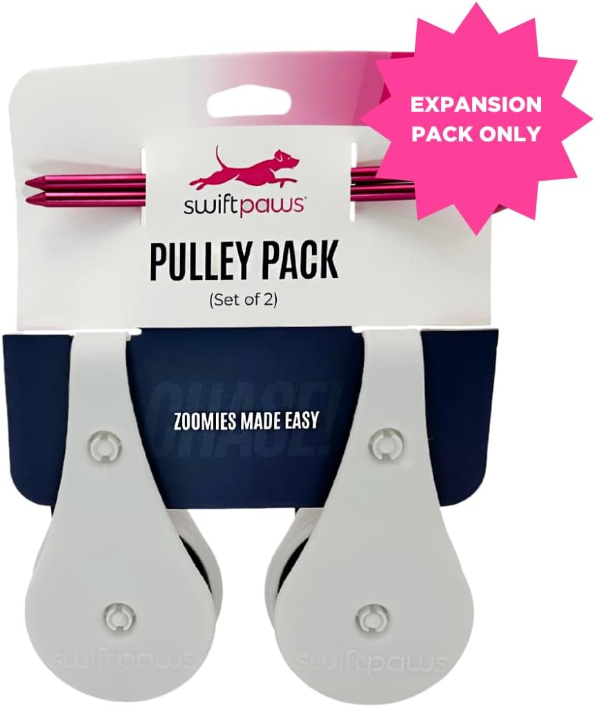 Swift Paws - Field Pulley Set - Expansion Accessory for Home Lure Course Kits Only - Add-On for Interactive Dog Chase Toy - Easy Line Installation - Expansion Pack of 2