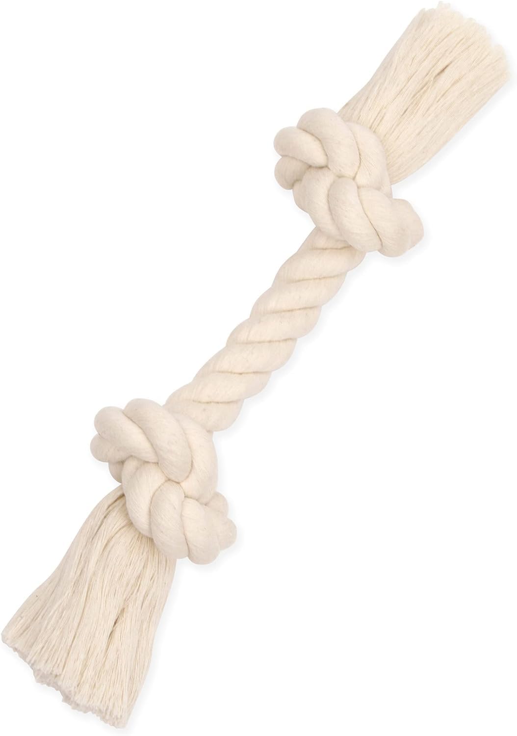 Mammoth Flossy Chews 100 Percent Natural Cotton Rope Dog Toy - Premium White Knot Tug Toy for Dogs - Interactive Rope Dog Toy 12" - 2 Pack