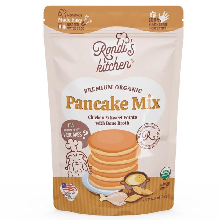 Rondi's Kitchen Pancake Mix for Dogs - Premium All-Natural & Organic Dog Treats, Healthy Dog Snacks for All Ages & Sizes, Made with Human-Grade Ingredients - Chicken & Sweet Potato