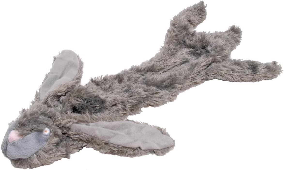 Dog Toy with Squeakers, Set of Unstuffed Rabbit and Skunk, Flat Stuffing Free Soft Chew Toy for Small Medium and Large Dogs, Fetch, Training, Interactive Play, 21 Inch