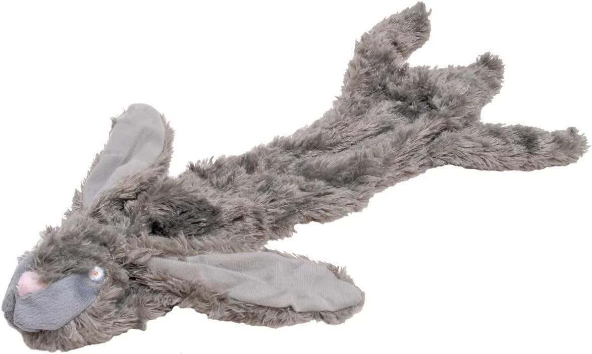 Dog Toy with Squeakers, Set of Unstuffed Rabbit and Skunk, Flat Stuffing Free Soft Chew Toy for Small Medium and Large Dogs, Fetch, Training, Interactive Play, 21 Inch