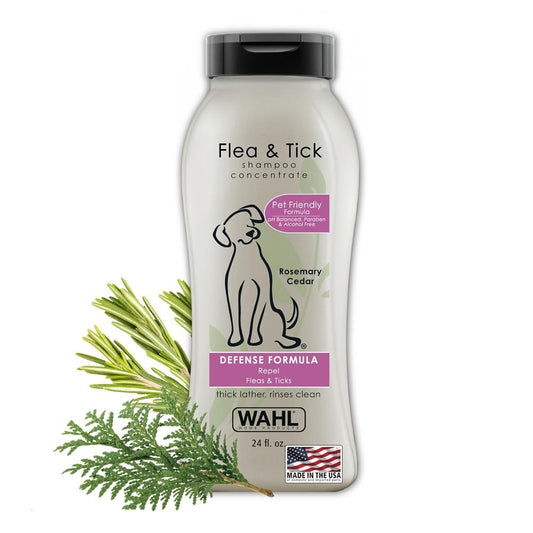 Wahl USA Flea & Tick Repelling Dog Shampoo – Defense Formula with Rosemary & Cedar Scent – 24 Oz - 820007T