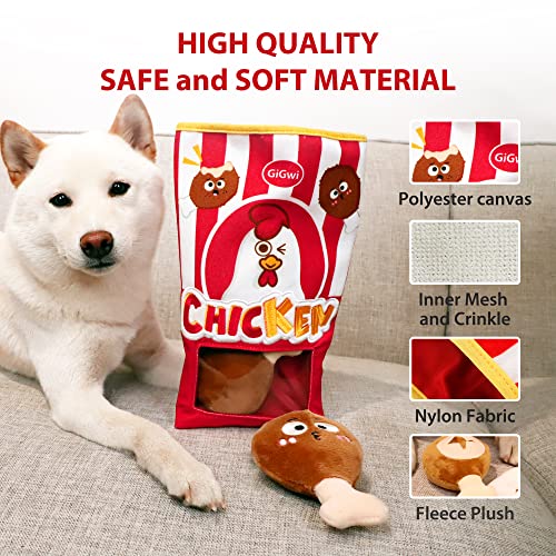 Gigwi Interactive Squeaky Dog Toys, Hide and Seek Dog Toys for Boredom and Stimulating, Funny Crinkle Dog Toy Set Bucket, 2-in-1 Dog Puzzle Toys for All Breeds of Dogs IQ Training