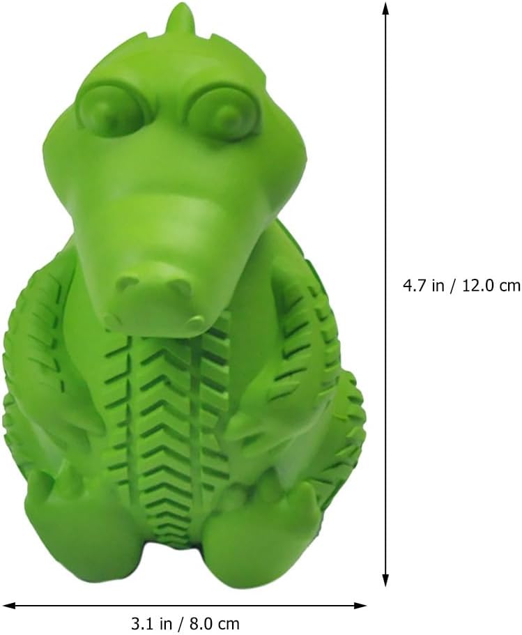 TEHAUX Rubber Pet Teething Toy, Dog Chew Toy for Teeth Cleaning Care - Interactive Treat Dispenser for Puppies Small Dogs - & Teething Relief Green 3X3X4.7 Inches