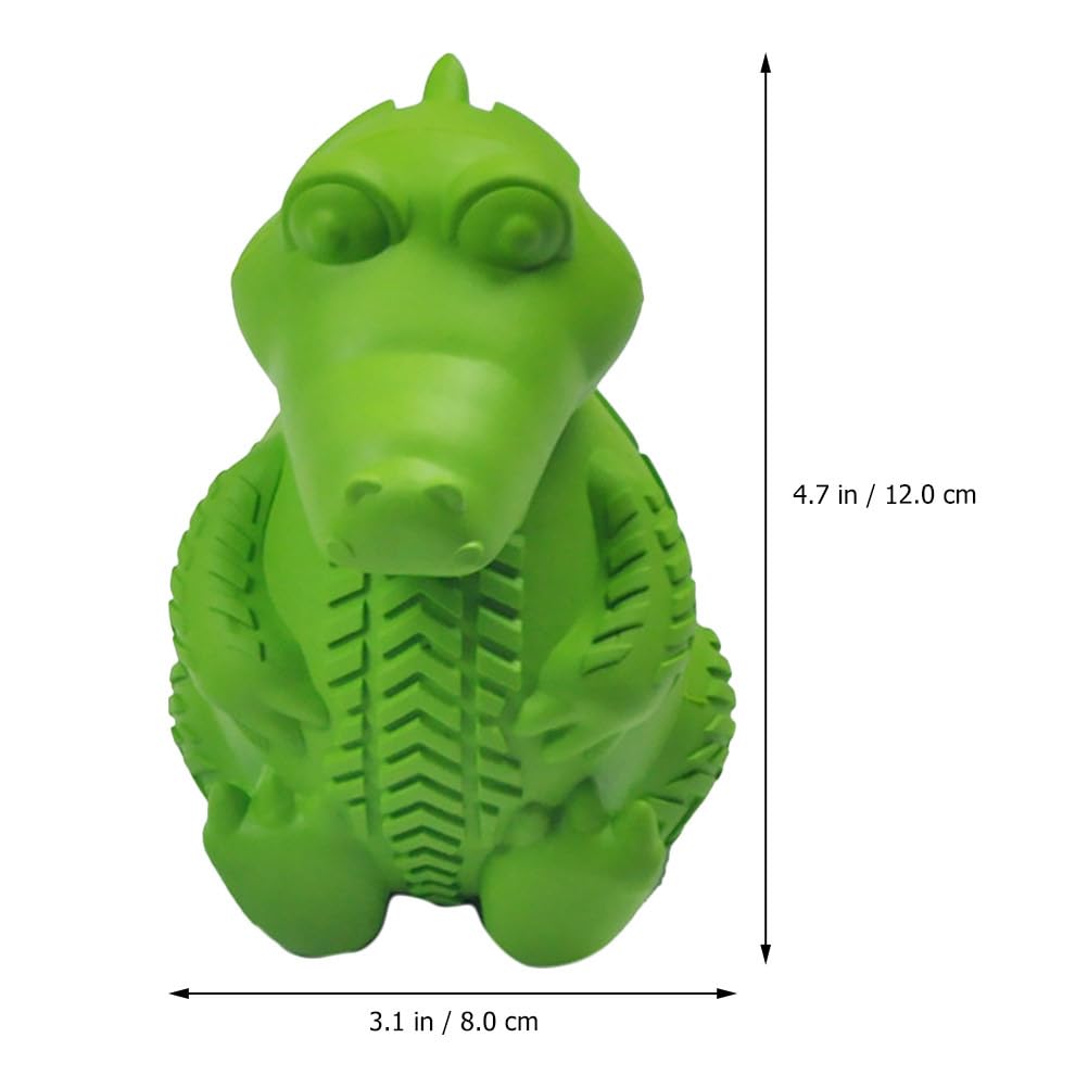 TEHAUX Rubber Pet Teething Toy, Dog Chew Toy for Teeth Cleaning Care - Interactive Treat Dispenser for Puppies Small Dogs - & Teething Relief Green 3X3X4.7 Inches