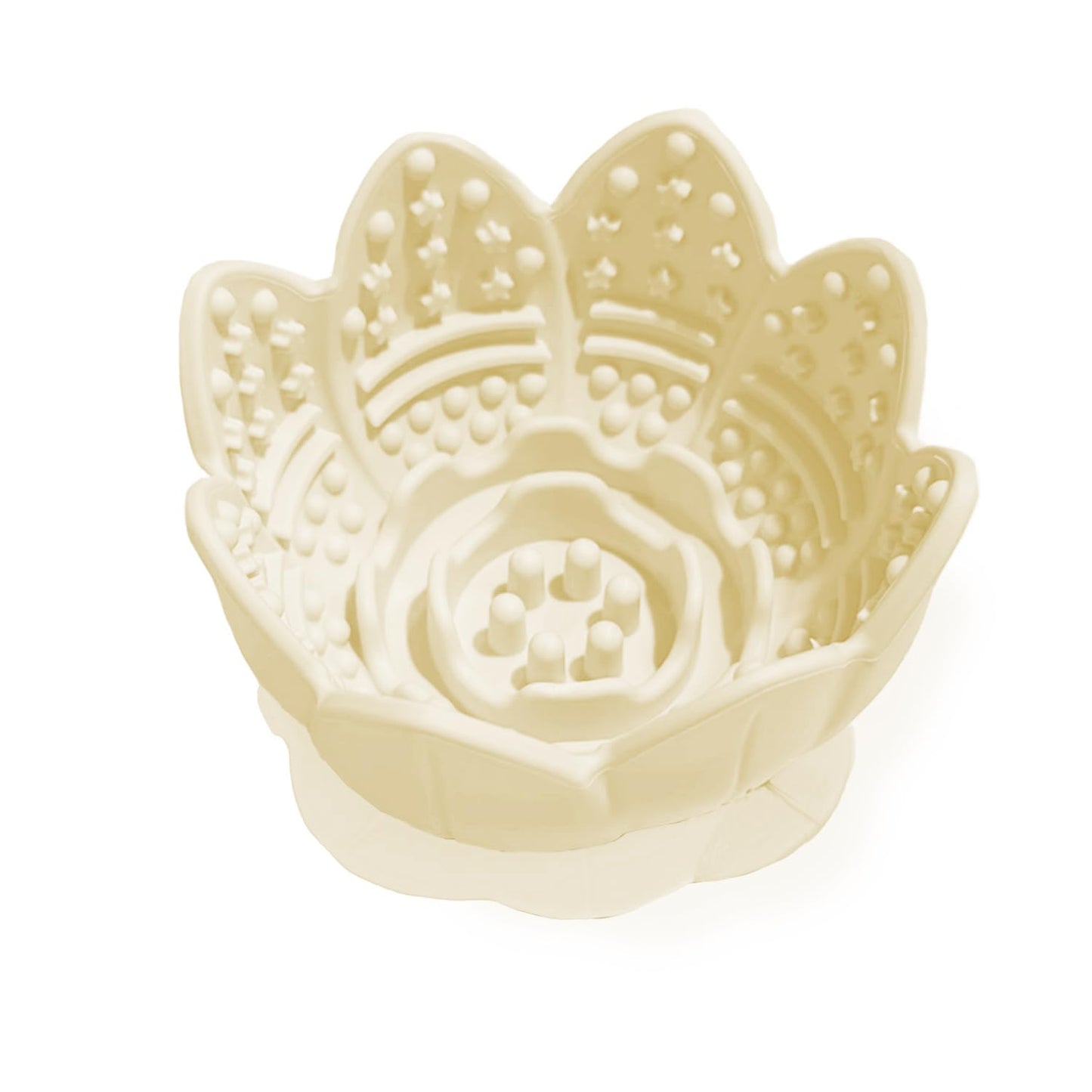 Dog Lick Bowl,Anxiety Relief Slow Feeder Dog Lick Mat Treat Dispenser, Non-Slip Licking Bowl Enrichment Toys for Small Medium Breeds Dogs (Beige, 12x12x7.6CM)