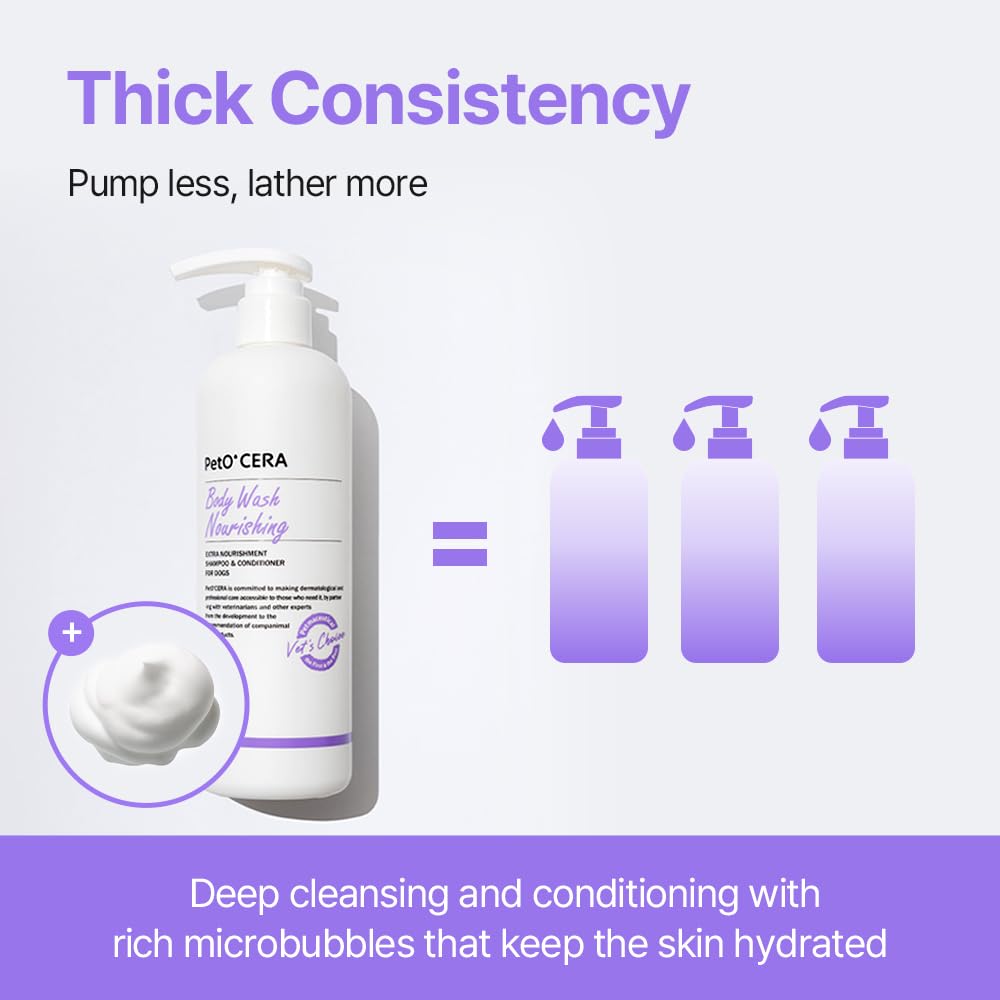 PetO’CERA Nourishing 2-in-1 Dog Shampoo and Conditioner for Allergic, Itchy, Dry, Sensitive Skin, Deordorizing Detangler for Poodle & Doodle, Puppy Safe, Tearless, Sulfate-Free, 16.9 fl oz/500ml