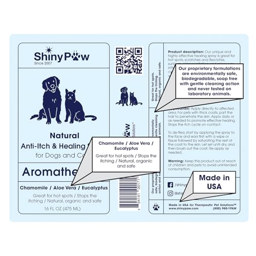 Dog Itch Relief Spray by Shiny Paw 16 oz | Aloe Vera & Eucalyptus Skin Itch Remedy | Dog Hot Spot Spray | Natural Anti Itch Spray for Pets | Dog Itchy Skin Relief | Made in USA