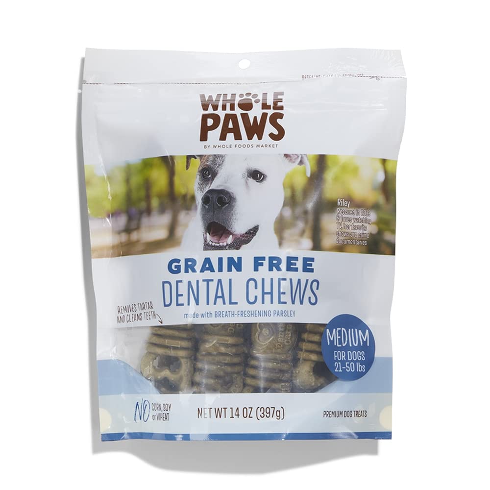 Whole Paws, Grain-Free Dog Dental Chews, Medium (For Dogs 21-50 lbs), 14 Ounce