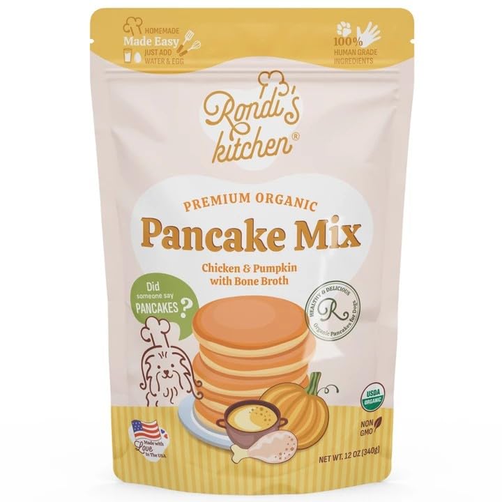 Rondi's Kitchen Pancake Mix for Dogs - Premium All-Natural & Organic Dog Treats, Healthy Dog Snacks for All Ages & Sizes, Made with Human-Grade Ingredients - Chicken & Pumpkin